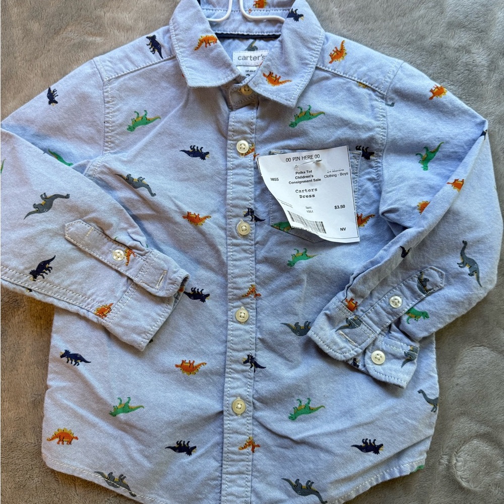 Carter's bundle - Light Blue Dinosaur Embroidered Kids Shirt